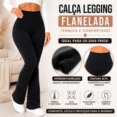 Calça Legging Feminina Flanelada Térmica Peluciada Cintura Alta Inverno
