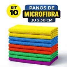 Kit 10 Panos de Limpeza em Microfibra Alta Absorção Multiuso