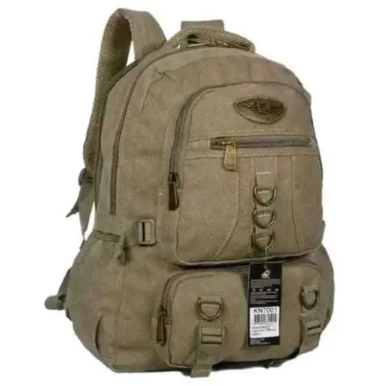 Mochila de lona de 60 litros reforçada com expansão ideal para trabalho, viagem e dia a dia