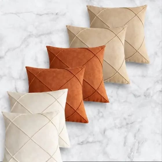 6 Capas de Almofadas Suede drapeada 45x45cm