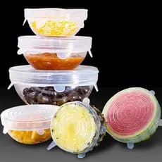 Kit de Tampas de Silicone Reutilizáveis Protetor para Alimentos na Geladeira Segurança Cozinha