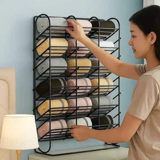 Organizador Aramado 18 Divisões Íntimas Preto Sapateira Suporte Móvel Guarda Roupa Achadinhos