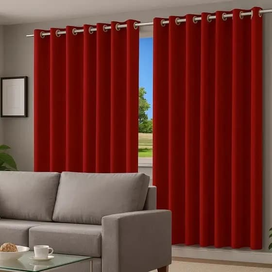 Cortina Blackout Voil 2 em 1 Ilhós Vermelho Bloqueio Luz Decoração Luxo Quarto Sala Achadinhos