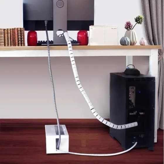 Organizador Fios Mesa Computador Esconde Arruma Cabos Escritório Capa Branca Achadinhos Achadinhos