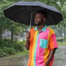 Guarda Chuva Dobrável Compacto Preto Resistente Leve Portátil