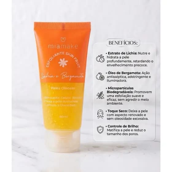 Esfoliante Skin Fruit Lichia E Bergamota Pele Oleosa Mia Make