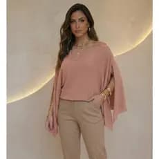Blusa feminina Capa Boho Estilosa Varias Formas de Usar Moda Influencer