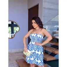 Vestido Verão Estampado Tomara que Caia Com Elastico