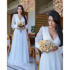 Vestido de Noiva Daniella Civil em Tule Poá, Casamento, elegante