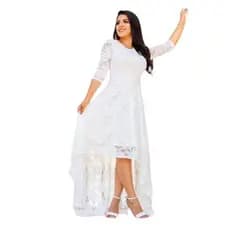 Vestido feminino De Noiva Mullet para casamentos simples civil com Renda moda feminina evangélica cristã