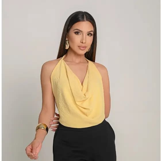 Cropped Feminino Gola Boba Dunas Fresquinha Regata Lisa Basica Frente Unica Moda Blogueira