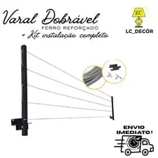 Varal De Parede Retrátil Em Aço Dobrável, Cabo De Aço Encapado ENVIO IMEDIATO