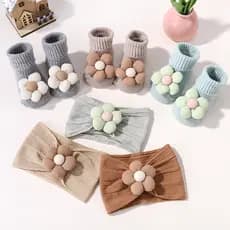 Conjunto De 2 Peças De Faixa E Meias Para Bebê , De Cabelo Floral Com Curtas Meninas Recém-Nascidas , Presente De Nylon
