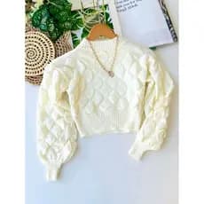 Blusa Manga Longa Estampado Bolinho Coleção Inverno 2025 Moda Feminina