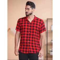 Camisa xadres masculino manga curta viscose