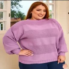 Blusa de Frio Grosso Modelo Grande Plus Size Trico Manga Bufante Outono Inverno Novo