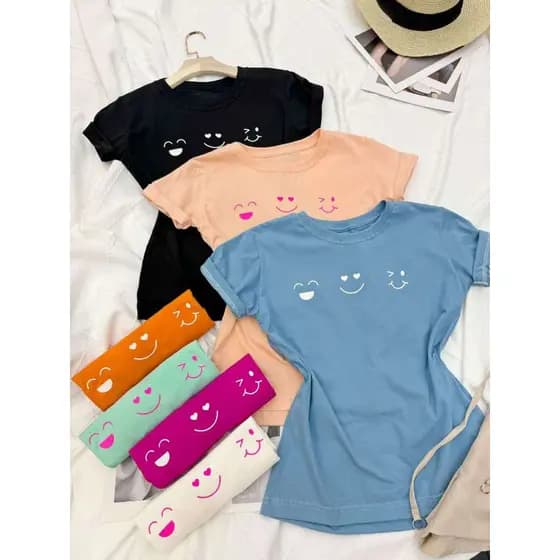 camiseta tshirt feminina manga curta algodão 100 % Gola careca sempre com estampa