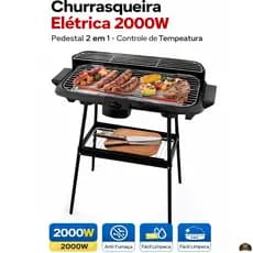 Churrasqueira Elétrica 2000w Pedestal 2 Em 1 Anti Fumaça Bak 110V