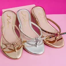 Chinelo Infantil Menina Sandália Rasteira Brilho Strass Lançamento Delicada Moda Promoção Leve
