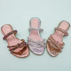 Sandália Infantil Menina Antiderrapante Brilho Strass Festa Casual Delicada Moda Promoção Rasteira