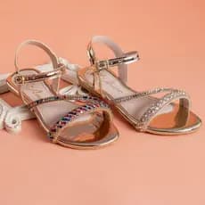 Sandália Infantil Menina Brilho Strass Juvenil Rasteira Moda Delicada Confortável Promoção