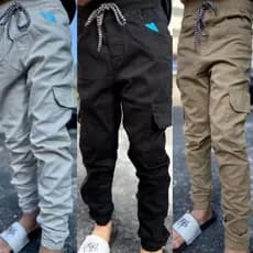 Calça Cargo Jogger Infantil e Juvenil Menino e Menina 4 até 14 Anos Sarja e Jeans
