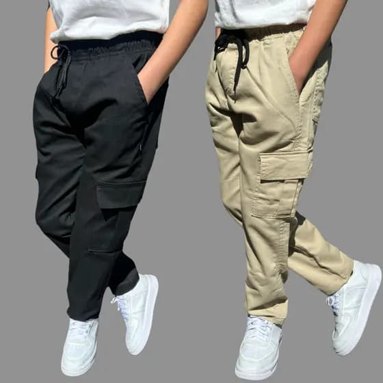 Calça Infantil Cargo E Jogger Juvenil Menino E Menina Estilo  C/Elástico Varias Cores Jeans E Sarja