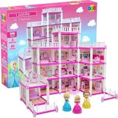 Castelo de Princesa 240 PeçasCom 3 Princesas24 Moveis Brinquedo Infantil de Menina