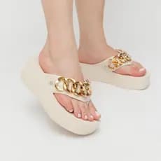 Chinelo Plataforma blogueira corrente Tamanco Nuvem Ortopédico Feminino Sandália Pronta Entrega