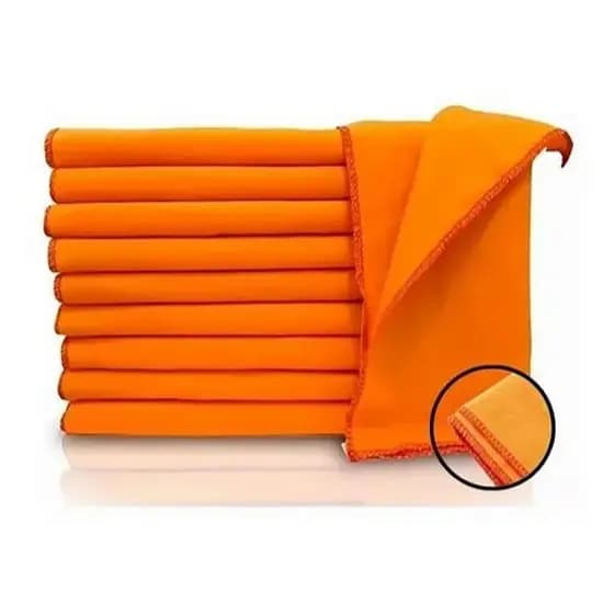 ​Kit 12 Flanelas Laranja 28x38cm 100% Algodão – Limpeza Sem Riscar, Alta Absorção