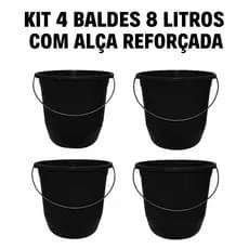 Kit 4 Balde Multiuso 8 Litros Reforçado com Alçade Ferro