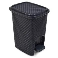 Lixeira Cesto Com Tampa 7 Litros Com Pedal Preta Rattan Escritório Banheiro Cozinha