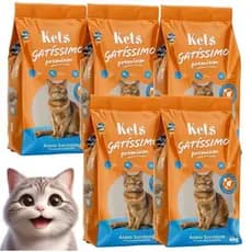 Kit 5un. Areia Sanitária Higiênica Para Gatos Anti Odor Gatíssimo Pacote de 4kg