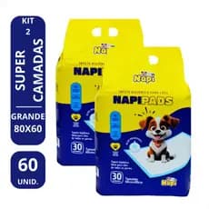 Tapete Higiênico para Cachorro Napi Pads 80 x 60 cm - 30 Unidades e 60 Unidades