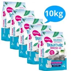 Kit 5 Unidades Areia De Mandioca Para Gatos Wisecat Bionature Sensitive Grãos Finos 2kg