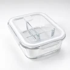 Pote Com 3 Divisórias De Vidro 1000ml  Tampa c/ Trava Antivazamento | Organização | Fitness