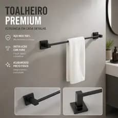 Porta Toalhas Banheiro Aço Inox Preto Fosco Não Enferruja Instalação Fácil Resistente Para Lavabo