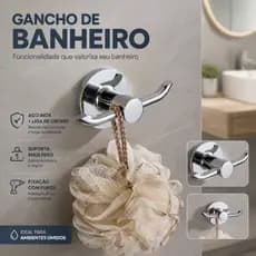 Cabide Duplo Cromado Inox Metal Porta Toalha Banheiro Roupa Bolsa Roupão Luxo