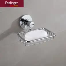 Saboneteira Quadrada Cromada Banheiro Parede Aço Inox Fixação Reforçada Design Moderno