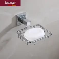 Saboneteira Quadrada Cromada Parede Aço Inox Banheiro Design Moderno