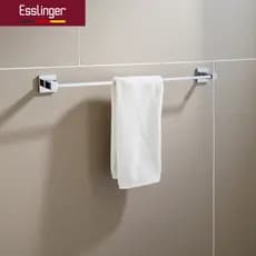Porta Toalha Toalheiro de Rosto De Banheiro 60cm Metal Inox Cromado Quadrado Luxo Moderno Premium