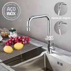 Torneira Cozinha Gourmet Bancada Giratório 360° Arejador Aço Inox Cromado Monocomando