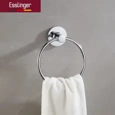 Porta Toalha Argola Redonda Cromada Parede Giratória Aço Inox Banheiro Fixação Firme