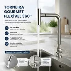 Torneira Gourmet Cozinha 360° Flexível Aço Inox Monocomando Água Fria