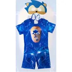 Fantasia Roupa Sonic Menino Aniversario Festas Infantil Tematico