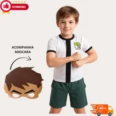 Roupa Bem 10 Conjunto Fantasia Bem 10 Com Mascara- Envio Imediato