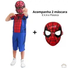 Fantasia Homem Aranha Infantil Com 2 Máscara envio rapido