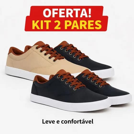 Kit 2 Pares Sapatênis Masculino, Casual Leve Confortável Oferta.