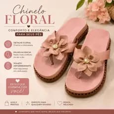 Chinelo Conforto Rosé Floral-Conforto e Elegância Feminina.