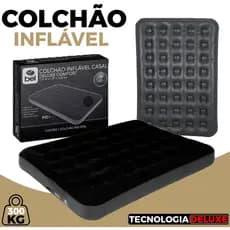 Colchão Inflavel Casal Deluxe Confort Resistente 300kg Camping Lazer Viagens Belfix com Kit Reparo Aveludado Original